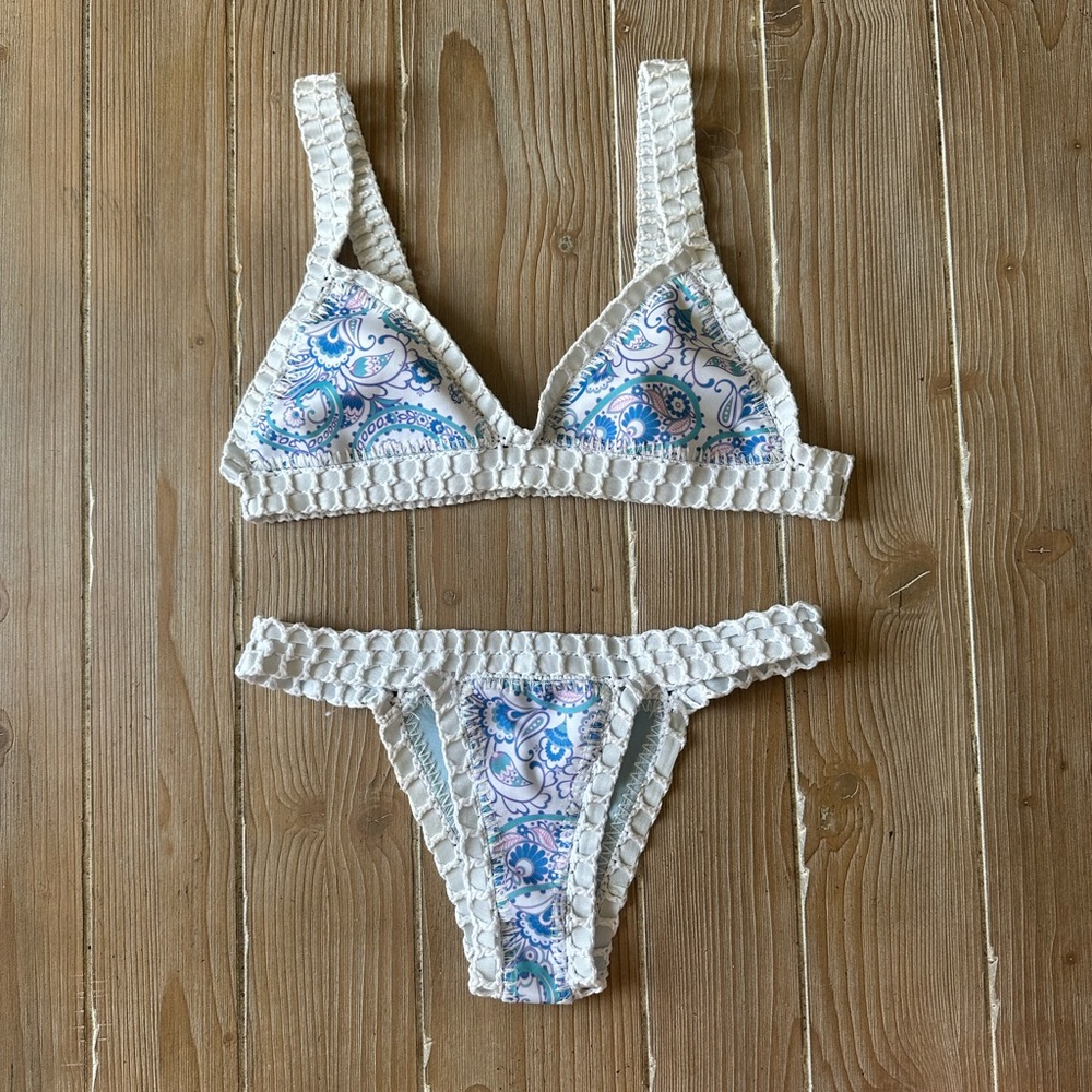 Luxsea reversible swimsuit top sz large bottoms sz small